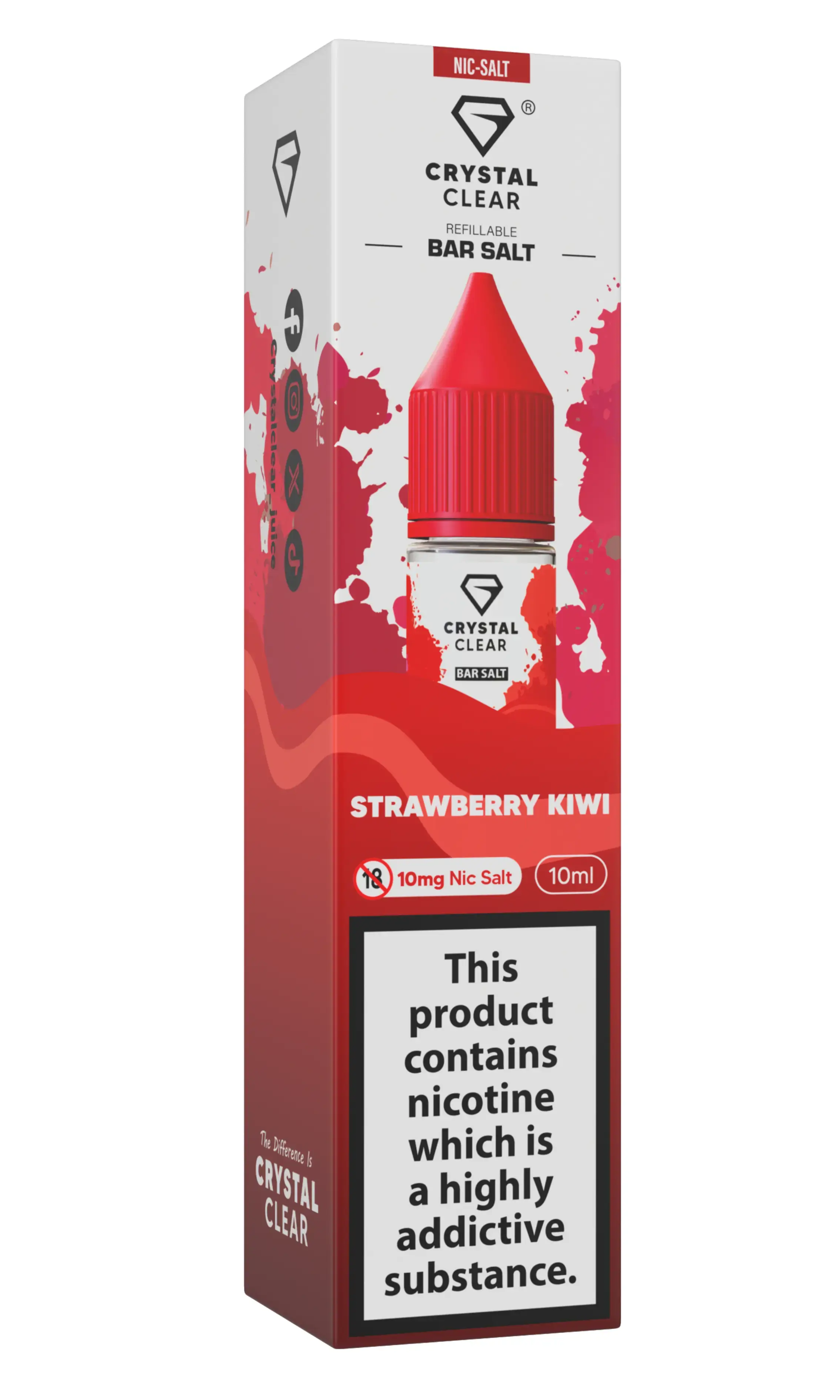Strawberry Kiwi Nic Salt E-Liquid by Crystal Clear Bar Salts 10ml - 10mg